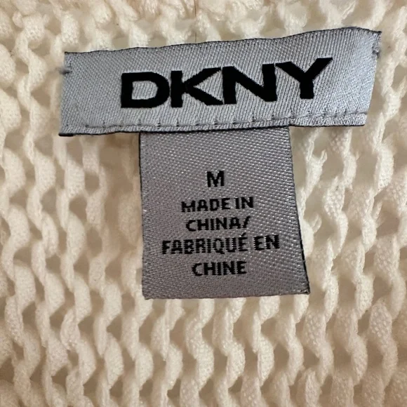 DKNY Cream Open Knit V Neck Sleeveless Tank Size M - Picture 2 of 2